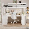 Whisen Modern Design Twin Size Wooden Loft Bed with Drawers, Cabinet, Shelves and Desk - White - 2 of 4