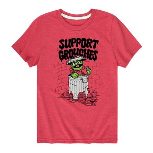 Boys' - Sesame Street - Support Grouches Oscar Short Sleeve Graphic T-Shirt - 1 of 4
