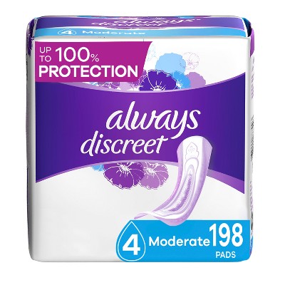 Photo 1 of Always Discreet Incontinence & Postpartum Incontinence Pads for Women - Moderate Absorbency - Size 4