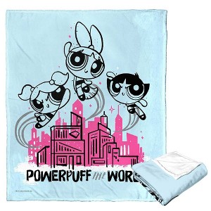Cartoon Network Powerpuff Girls Saving The World Silk Touch Throw Blanket 50x60 Inches - 1 of 4