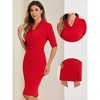 Allegra K Wome's Shawl Collar Half Sleeve Business Casual Dress - 2 of 4