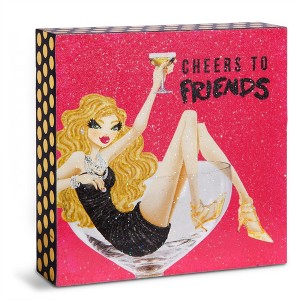 Pavilion Gift Company - Cheers to Friends - 4" x 4" Plaque - Wall Sign Panels - 1 of 3