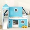 Okak Twin Wood Bunk Bed with Tower, Tent, Ladder and Slide, House Bunk Bed for Toddler Kids Teens Easy Assemble No Box Soring Needed, Blue - 2 of 4