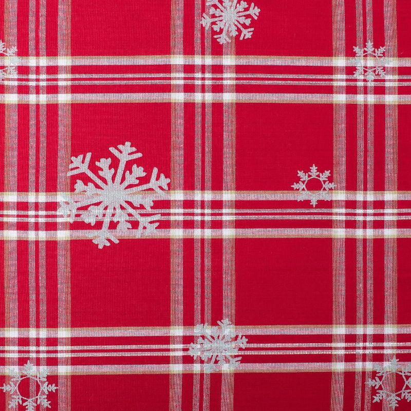 KOVOT Tablecloth - Red & White Plaid with Foil Accents Snowflakes -100% Cotton Table Cover for Christmas, Winter & Holiday's, 2 of 7