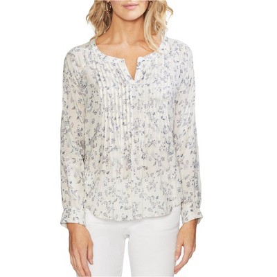 Vince Camuto Womens Tranquil Floral Peasant Blouse