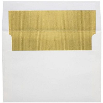 LUX A6 Foil Lined Invitation Envelopes 4 3/4x6 1/2  White w/Gold Lining FLWH4875-04-50