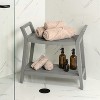 JONATHAN Y Orla 25.6" Modern Classic Slatted Solid Acacia Wood Indoor/Outdoor Shower Bench with Shelf and Handle - 2 of 4