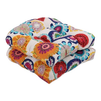 Photo 1 of 2pc Crosby Floral Outdoor Wicker Chair Cushions - Pillow Perfect