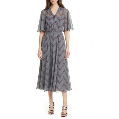 Armani Womens Chevron Print A-line Dress, Grey, 42