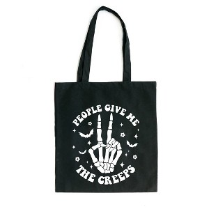 City Creek Prints People Give Me The Creeps Canvas Tote Bag - 15x16 - Black - 1 of 2