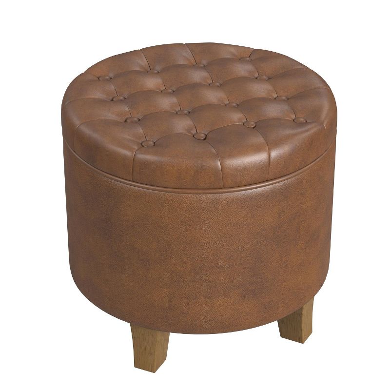 Round Storage Ottoman Faux Leather - HomePop, 2 of 11