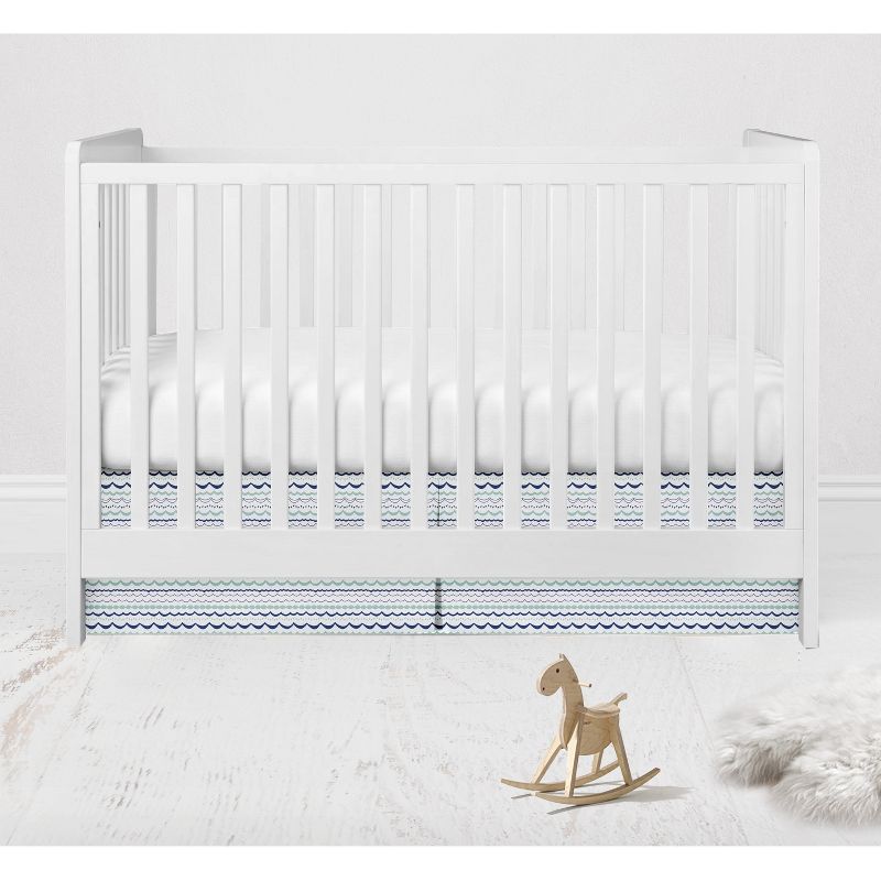 Bacati - Noah Garland Mint/Navy Crib/Toddler Bed Skirt, 1 of 4