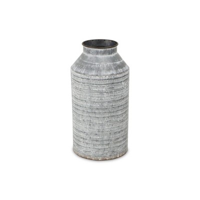 Cheung's Azian White Washed Galvanized Patterned Jug Decor - Large