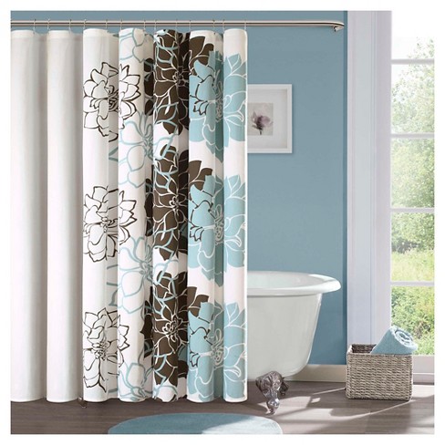 Jane Cotton Shower Curtain - Blue/Brown : Target