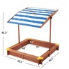 SUGIFT Kids Wooden Sandbox with Retractable UV-Protection Canopy - 3 of 4