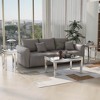 Fashionable Modern Glass Mirrored Coffee Table Set of 3 with Crystal Design, Adjustable Legs, Easy Assembly, Includes 2 End Tables - 2 of 4