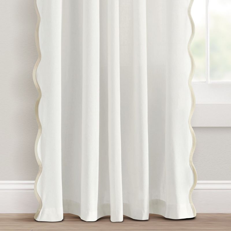 Coastal Chic Scallop Edge Window Curtain Panels Neutral/White 52X84 Set, 4 of 6