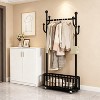 Rolling Clothing Rack with Wheels and Basket Storage, Metal Moveable Large Coat Rack Decorative Clothing Racks for Bedroom Boutiques - 2 of 4