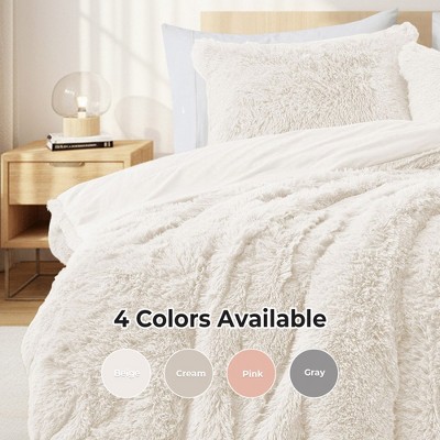 Peace Nest Fluffy Shaggy Faux Fur Comforter Set, Fuzzy Plush Bedding Set, Cream, Queen — фото 4