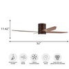 52'' Modern Flush Mount Ceiling Fan with 3 Wood Blades, Quiet DC Motor, 6-Speed Reversible, Remote Control & 3-Color Dimmable LED - 4 of 4
