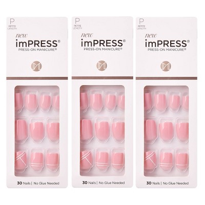 Kiss imPRESS Press-On Manicure Petite Fake Nails - Timeless Day - 3pk - 90ct