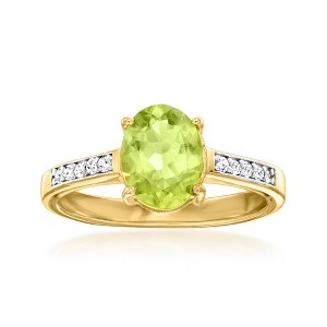 Ross-Simons 1.60 Carat Peridot Ring With .10 ct. t.w. Lab-Grown Diamonds in 18kt Gold Over Sterling - 1 of 4
