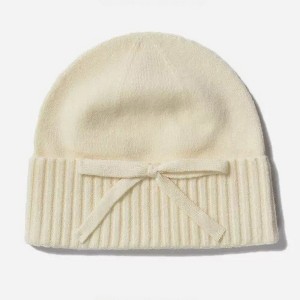 Anna-Kaci Women's Soft Knit Cuffed Beanie Hat with Ribbed Foldover Hem and Delicate Bow Detail - 1 of 4