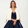 Anna-Kaci Women's Soft Plush Cropped Jacket with Pearl Trim Open Front Long Sleeves and Elegant Textured Finish 23.5in - One Size Fits Most, White - 2 of 4