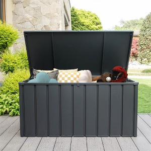 Akoasm 120 Gallon Large Outdoor Storage Deck Box For Outside Cushions, Throw Pillows & Garden Tools-Dark Gray - 1 of 4