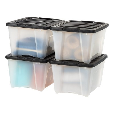 Iris 41qt Weatherpro Plastic Storage Bin Clear With Lid : Target