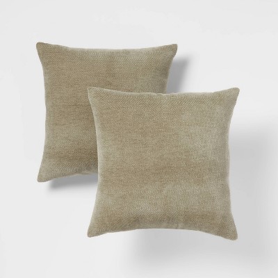 2pk Chenille Square Throw Pillows Sage - Threshold™