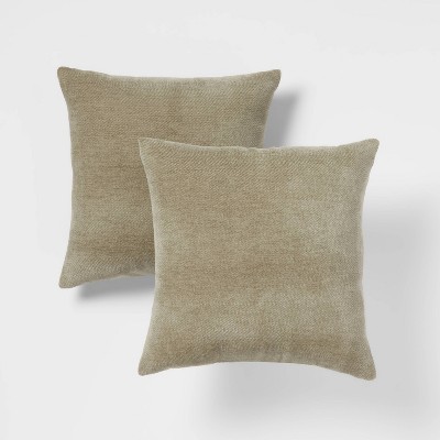 2pk Chenille Square Throw Pillows Yellow - Threshold™