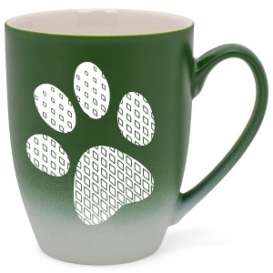 Elanze Designs Pawprint Diamond Gradient Two Toned Ombre Matte Green and White 12 ounce Ceramic Stoneware Coffee Cup Mug - 1 of 4