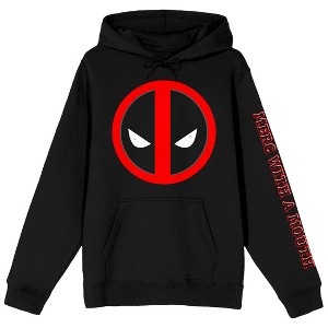 Deadpool Classic Logo Merc With A Mouth Long Sleeve Black Adult Hooded Sweatshirt - 1 of 4