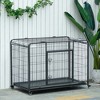 Resenkos Dog House, Pet House,Dog Cave,Folding Design Metal Dog Crate & Heavy Duty Kennel with Removable Tray 4 Locking Wheels Dark Grey - 4 of 4