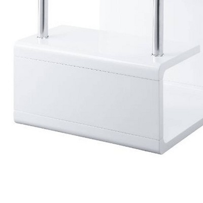 Nevaeh 29" White High Gloss & Clear Glass Square End Table