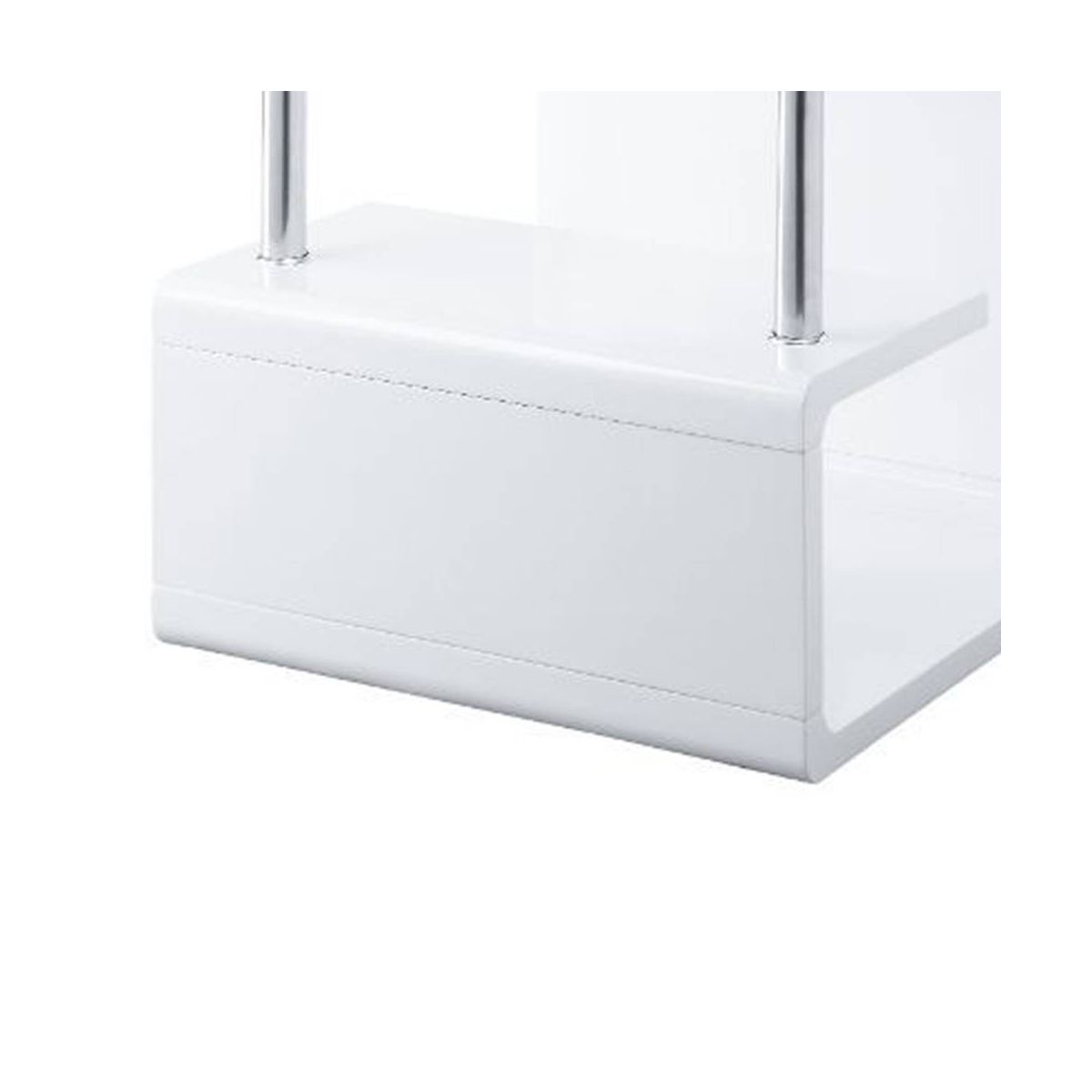 24" Nevaeh High Gloss Finish Accent Table Clear Glass/White - Acme Furniture - thumbnail 5