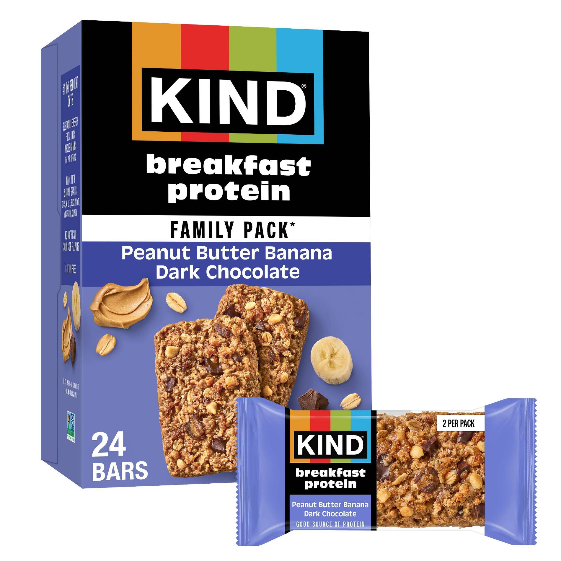 KIND Breakfast Protein Bars Peanut Butter Banana Dark Chocolate - 8g Protein - 21.2oz/24ct