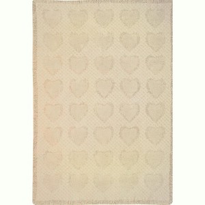 Manual Woodworkers and Weavers Basketweave Heart Throw – 46"W x 60"L, Natural Cotton 2-Layer Blanket, Textured Decorative Accent - 1 of 3