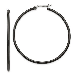Chisel Stainless Steel Polished Black IP-plated 48mm Diameter 2mm Hoop Earrings - 1 of 4