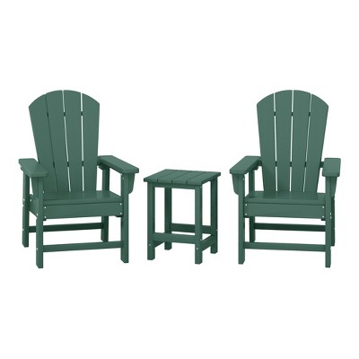 WestinTrends Malibu Kids 3-Piece Outdoor HDPE Adirondack Chairs With Square Side Table Set