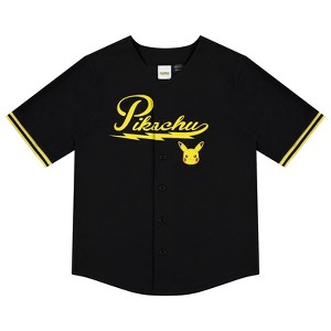 Boys Pokemon Pikachu Baseball Jersey - Boys Pikachu Charizard Pokeball Mesh Button Down Baseball Jersey - Pokemon Fashion Shirt - 1 of 4