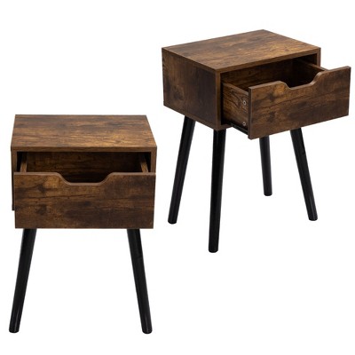NicBex Set of 2 Mid-Century Nightstand Bedside End Table with Drawers for Bedroom & Living Room