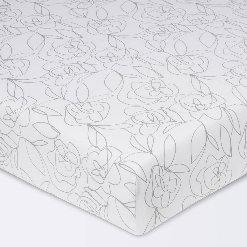 Fitted Crib Sheet - Cloud Island&#8482; Line Floral, 1 of 7
