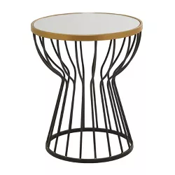 Contemporary Metal Drum Shaped Accent Table Black - Olivia & May