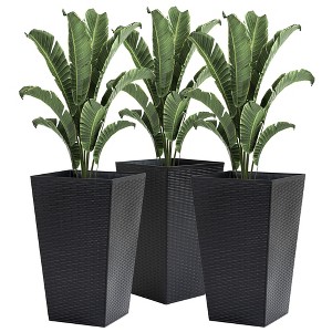 Okak Stackable Planters 3 Pack with Drainage Holes 14.25x14.25x24 Inch Indoor/Outdoor Flower Pots for Patio, Balcony, Front Door - 1 of 4