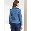 Allegra K Women's Peter Pan Collar Ruffled Button Down Denim Shirt - 4 of 4