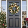 Pre-Lit Artificial Christmas Wreath 24", Snow Flocked Front Door Decorative Xmas Wreath with Warm Lights, Christmas Balls, and Red Berries - 2 of 4