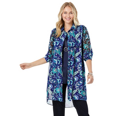 Jessica London Women’s Plus Size Sheer Georgette Mega Tunic, 12 W ...