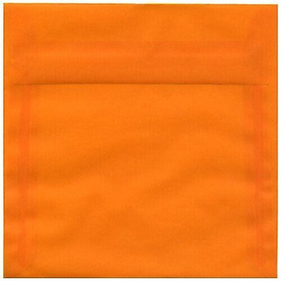 JAM Paper 6.5 x 6.5 Square Translucent Vellum Invitation Envelopes Orange 2812710